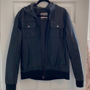 Dravus Faux Leather Hooded Jacket